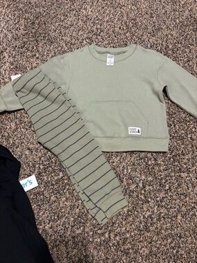 Cozy Vibes Sage Green Waffle Knit Carters Set